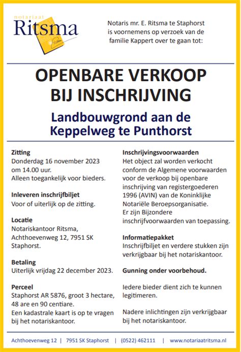 catalogus verkoop bij inschrijving.